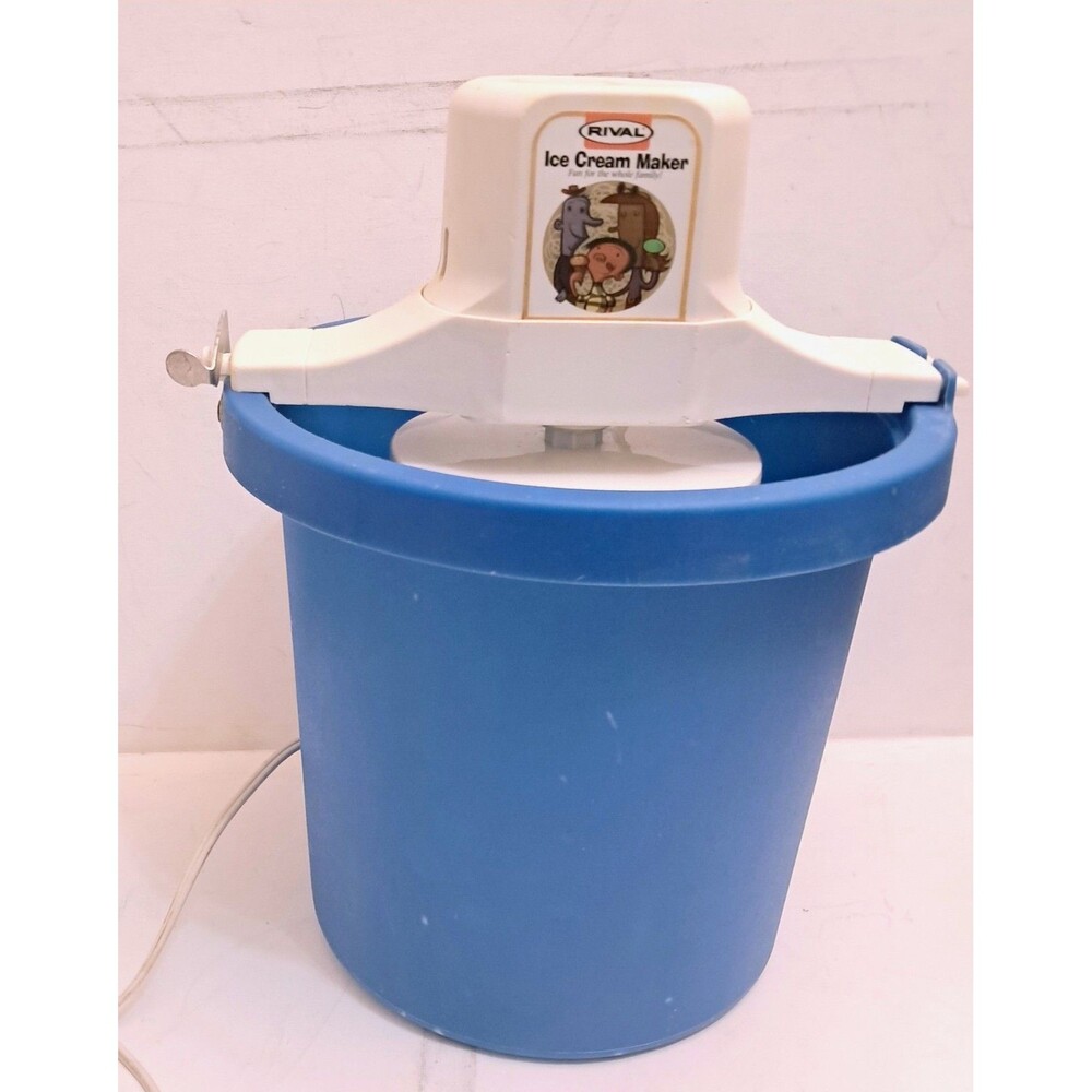 Rival Ice Cream Maker 4 Quarts Blue 8402 Vintage